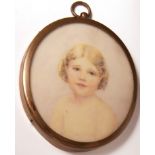 ENGLISH SCHOOL (20TH CENTURY) Head and shoulders portrait of a young child portrait miniature,