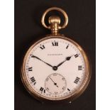 First quarter of the 20th century 18ct gold open face keyless lever watch, Dominant, the Swiss 17-