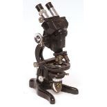 Mid-20th century black painted and chrome binocular microscope, W Watson & Sons Ltd - 313 High