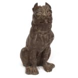 Base metal or spelter model of a seated dog, 11" high
