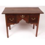 18th century and later oak and mahogany lowboy, rectangular top with central frieze drawer flanked