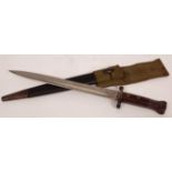 UK, Patent 1888 Mk III bayonet, stamped with a VR Crown, 12, 98 and further stamped with a crow's