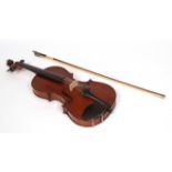 Hermann Schlosser violin in a modern plush lined case, 24" long overall