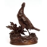 Jules Moignez (1835-1894), 19th century animalia bronze of a standing partridge of crisp form with