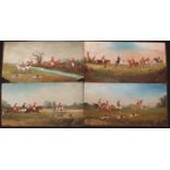 PHILIP HENRY RIDEOUT (1860-1920, BRITISH) Hunting scenes set of four oils on board, all signed and