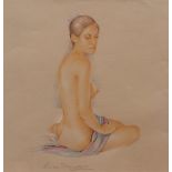 *LOUISA DOMINGUEZ (20TH CENTURY, BRITISH) Seated nude pastel, signed lower centre 12 x 12 ins