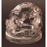 Lalique small paperweight, modelled as a curved fox, rim with acid etched mark R Lalique France, 1