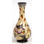 Modern Moorcroft balustered spill vase, decorated with a trailing foliate design by Rachel Bishop, 6