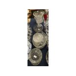 Mixed Lot: various 20th century cut clear glass vases and serving dishes, largest 8" high (qty)