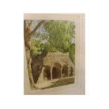 W F Greeves, watercolour study, The Abbey Gate Aughmond, 19" wide including frame