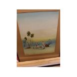 W Wray, framed watercolour study, Egyptian scene with camels, 11 x 8 1/2 ins