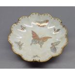 Doulton lustre finish scallop formed dish, decorated with butterflies, 8" diameter