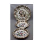 Mixed Lot: two 19th century Chinese oval Canton style dishes, together with a further circular