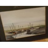 G R Sayers, framed watercolour study, "Morston Creek", 7 x 8 ins