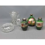 Mixed Lot: pair of small silver topped ceramic vases, decorated with classical scenes; an unsigned