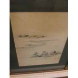 20th century Japanese school, a group of eight various framed watercolours, landscapes scenes,