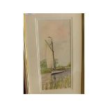 Susan J Wilson, framed watercolour study, River scene with wherry entitled "Lady Edith", 10 x 5 ins