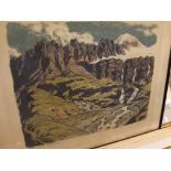 Vlastislav Haufler, signed coloured lithograph, Wild Horn, Geltenal, Berne, Oberland, 22" x 17 1/2"
