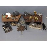 Collection of various novelty elephant wares to include metal door fixings formed as elephants