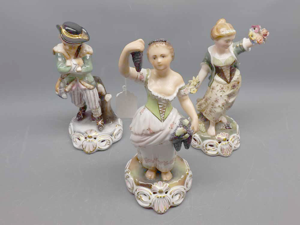 Set of three modern Royal Crown Derby figures: Spring, Autumn, Winter, all 9" high