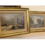 Two contemporary oil on board studies, Dutch Winter and Summer Landscapes, 6 x 8 1/2 ins (2)