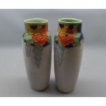 Pair of Doulton cylindrical vases, impressed marks to base 8608B UBW, 9" high