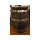 19th century brass bound barrel formed bucket, 19" high