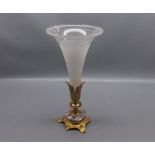 19th or early 20th century epergne vase, the clear and frosted glass vase supported on a gilt