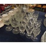 Mixed Lot: 19th and 20th century clear glass wares, to include various rummers, small wines, and