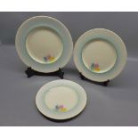 Graduated set of three Clarice Cliff style circular plates, marked to reverse Newport Pottery Co