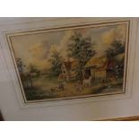 F Parker, pair of framed watercolour studies, Farmstead scenes, signed and dated 1907/1908, 10 x 7