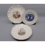 Mixed lot comprising pair of plates, Gladstone and Mrs Gladstone, further comical plate "