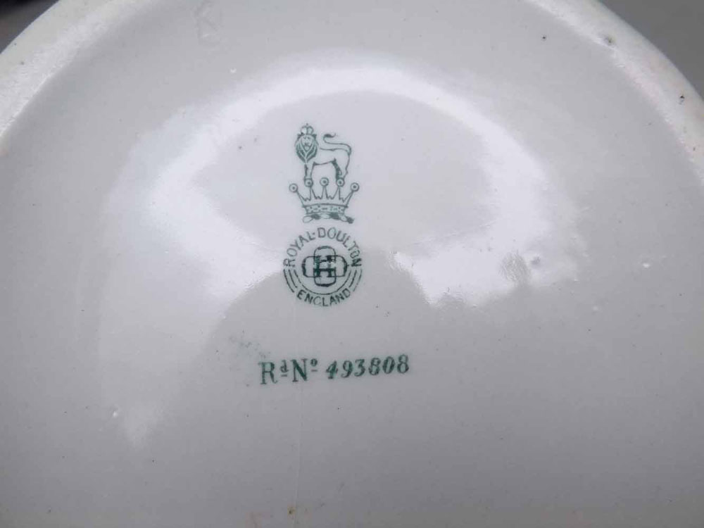 Royal Doulton green glazed wash bowl and jug, registered number 493808 - Image 2 of 2