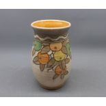 Charlotte Rhead Crown Ducal baluster vase decorated with fruit, number to base 133, 7" high