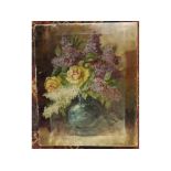 Pair late 19th or early 20th century oil on canvas studies, Still Life, various vases of flowers,