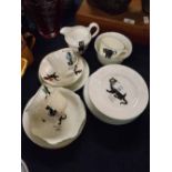 Quantity various crested china wares, decorated with black cats