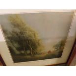 Tutton Winter RBA, framed etching, "The Picnic", 24 1/2" wide including frame