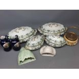 Mixed Lot: oval sauce tureens and covers, pair of Continental vases, two small wall pockets, further