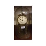 20th century torsion mantel clock, under glass dome