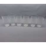 Set of six late 19th or early 20th century cut clear glass tumblers, 6" high