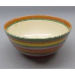 Clarice Cliff bizarre Liberty Stripe pattern circular dish, 6 3/4" diameter