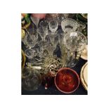 Mixed Lot: assorted glasswares, to include range various 19th century clear glass wines, spirit