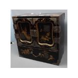 20th Century Oriental Lacquered Table Top Cabinet and also inlaid in the Shibayama manner, and