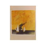 Carl Heinz, group of four signed prints, Sailing boat with clouds, Mill on the Coast, Farm in the