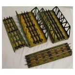 Hornby '0' gauge tinplate lithographed 3 rail girder bridge, unboxed