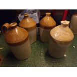 Four assorted two-tone brewery jars, three bearing marks for Sheringham/Sheringham & Atkinson plus