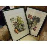 Group of four framed 20th century prints, various fruit and vegetables