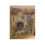 Goddard, watercolour study, 19th century kitchen scene, 15 x 12 ins, framed and glazed