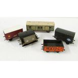 Mixed '0' gauge to include Leeds Model Co wooden coach with lithographed sides and roof, six open