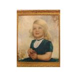 Hilda Henby, oil on canvas study, Portrait of a young girl, 16 x 15 ins, in foliate gilt frame